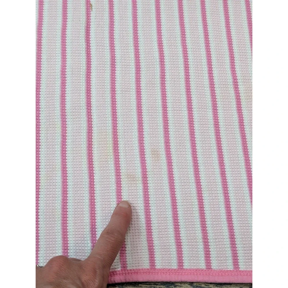 Vintage Waffle Weave Thermal Cotton Blanket Pink Stripe Girl READ
